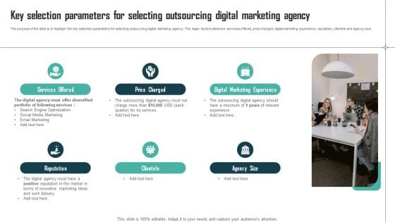 Expenses Management Plan Key Selection Parameters For Selecting Outsourcing Digital Slides PDF