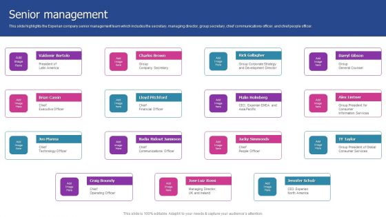 Experian Company Outline Senior Management Demonstration PDF