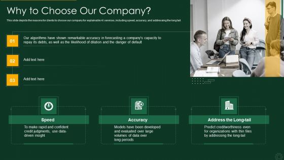 Explainable AI XAI Frameworks IT Why To Choose Our Company Slides PDF Explainable AI XAI Frameworks IT Why To Choose Our Company Slides PDF