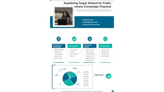 Explaining Target Market For Public Awareness Campaign Proposal One Pager Sample Example Document