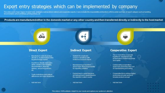 Export Entry Strategies Which Can Be Implemented By Company Download PDF Export Entry Strategies Which Can Be Implemented By Company Download PDF