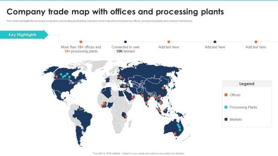 Export Management Company Profile Company Trade Map With Offices And Processing Plants Ideas PDF