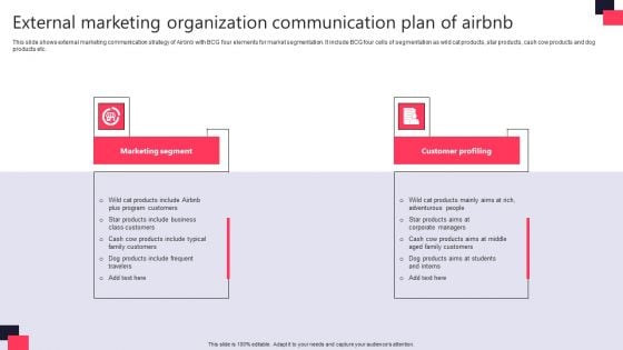 External Marketing Organization Communication Plan Of Airbnb Clipart PDF