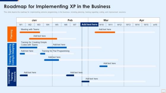 Extreme Programming Methodology IT Roadmap For Implementing XP In The Business Mockup PDF