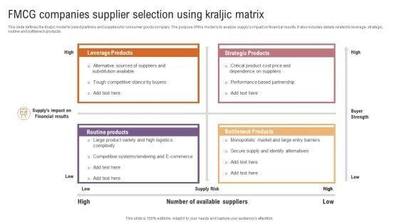 FMCG Companies Supplier Selection Using Kraljic Matrix Guidelines PDF