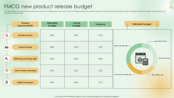 FMCG New Product Release Budget Formats PDF