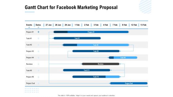 Facebook Ad Management Gantt Chart For Facebook Marketing Proposal Ppt Summary Icons PDF