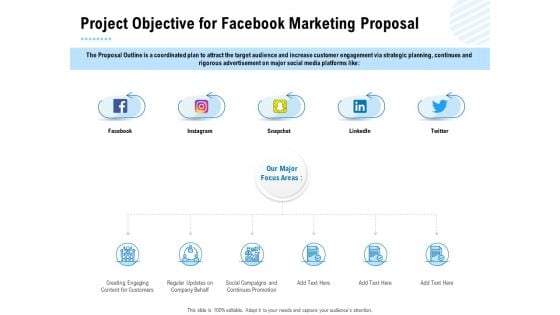 Facebook Ad Management Project Objective For Facebook Marketing Proposal Ppt Gallery Layout Ideas PDF