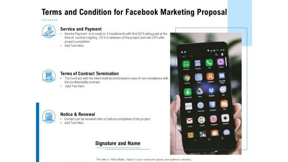 Facebook Ad Management Terms And Condition For Facebook Marketing Proposal Ppt Portfolio Styles PDF