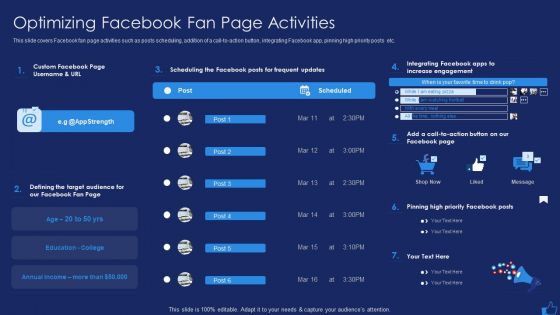 Facebook Advertising Plan For Demand Generation Optimizing Facebook Fan Page Activities Topics PDF