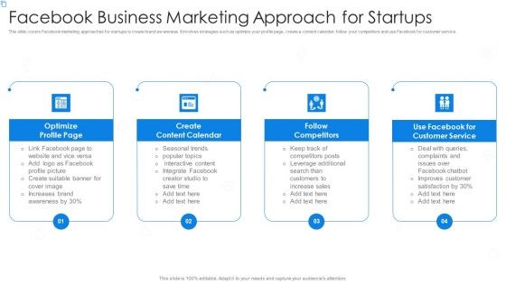 Facebook Business Marketing Approach For Startups Sample PDF