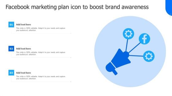 Facebook Marketing Plan Icon To Boost Brand Awareness Topics PDF