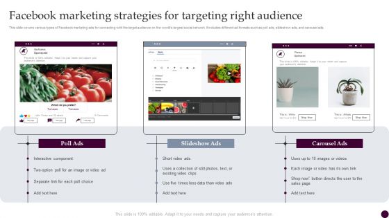Facebook Marketing Strategies For Targeting Right Audience Strategies For Acquiring Consumers Clipart PDF