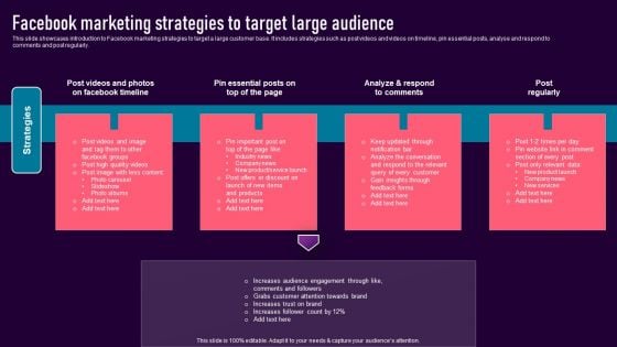 Facebook Marketing Strategies To Target Large Audience Designs PDF