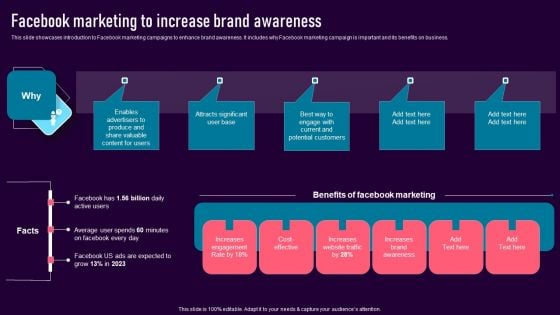 Facebook Marketing To Increase Brand Awareness Background PDF