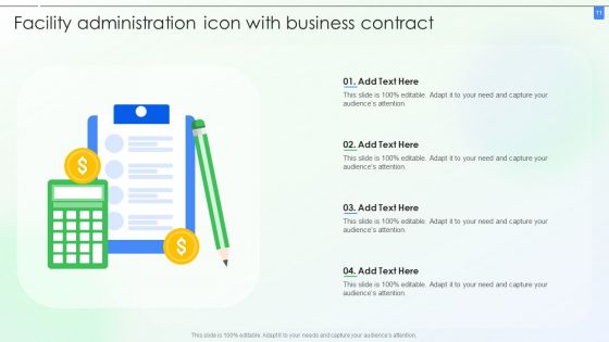 Facility Administration Icon Ppt PowerPoint Presentation Complete Deck With Slides