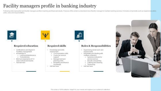 Facility Managers Profile In Banking Industry Background PDF