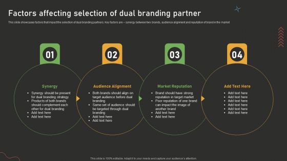 Factors Affecting Selection Of Dual Branding Partner Dual Branding Campaign For Product Promotion Sample PDF Factors Affecting Selection Of Dual Branding Partner Dual Branding Campaign For Product Promotion Sample PDF