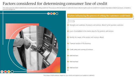Factors Considered For Determining Consumer Line Of Credit Infographics PDF