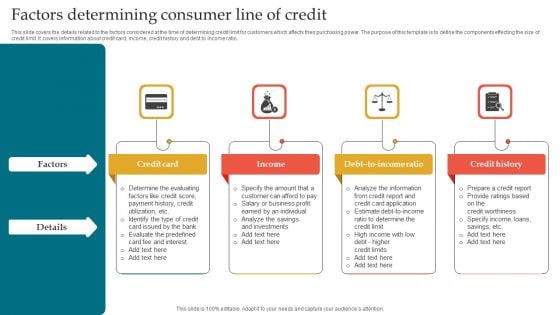 Factors Determining Consumer Line Of Credit Graphics PDF