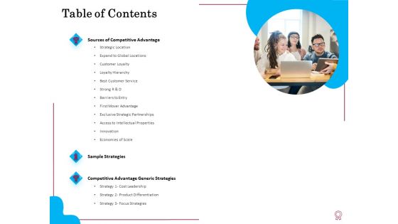 Factors Feasible Competitive Advancement Table Of Contents Ppt Icon Visual Aids PDF