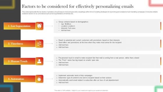 Factors To Be Considered For Effectively Personalizing Emails Portrait PDF