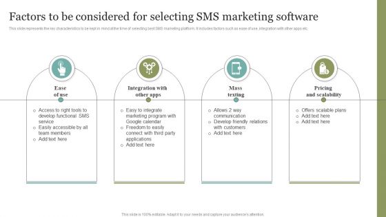 Factors To Be Considered For Selecting SMS Marketing Software Pictures PDF