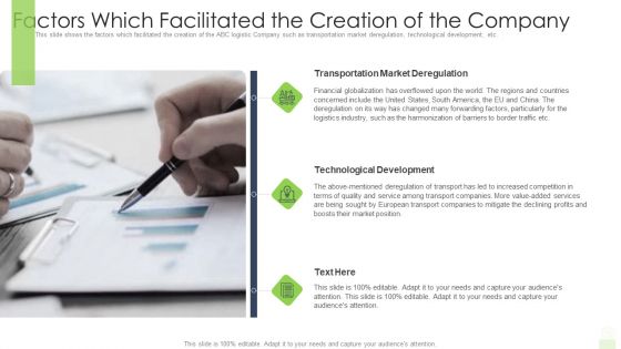 Factors Which Facilitated The Creation Of The Company Ppt Infographic Template Icon PDF