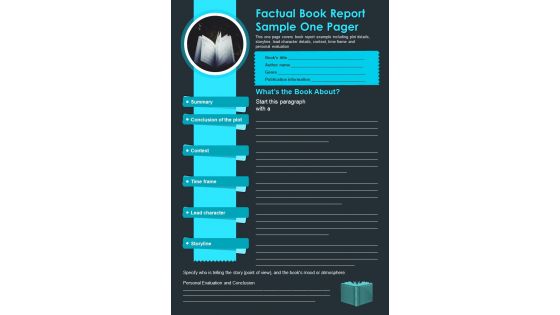 Factual Book Report Sample One Pager PDF Document PPT Template