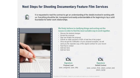 Factual Picture Filming Next Steps For Shooting Documentary Feature Film Services Themes PDF