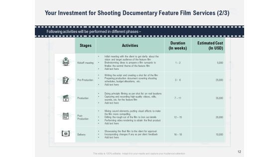 Factual Picture Filming Proposal Ppt PowerPoint Presentation Complete Deck With Slides Slide12