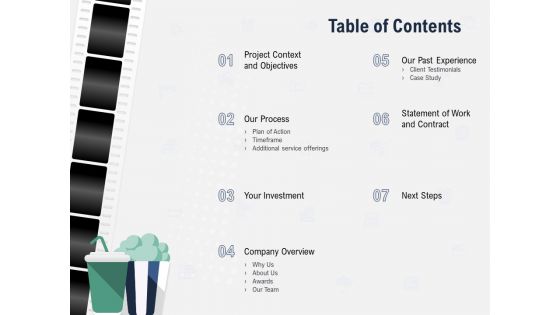 Factual Picture Filming Table Of Contents Ppt PowerPoint Presentation Ideas Microsoft PDF Factual Picture Filming Table Of Contents Ppt PowerPoint Presentation Ideas Microsoft PDF