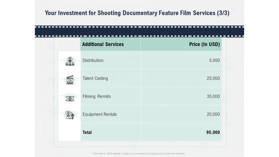 Factual Picture Filming Your Investment For Shooting Documentary Feature Film Services Filming Icons PDF