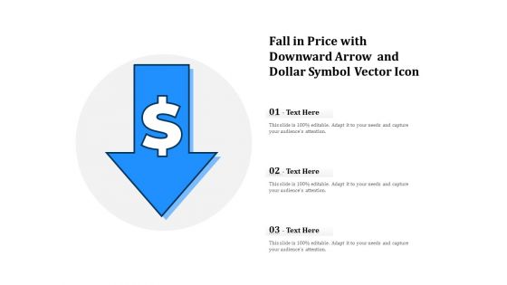 Fall In Price With Downward Arrow And Dollar Symbol Vector Icon Ppt PowerPoint Presentation Show Shapes PDF