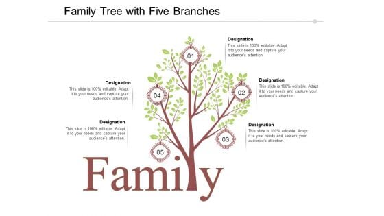 Family Tree With Five Branches Ppt PowerPoint Presentation Pictures Graphics