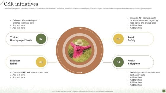 Farming Business Company Profile CSR Initiatives Sample PDF