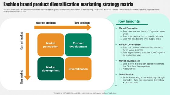 Fashion Brand Product Diversification Marketing Strategy Matrix Template PDF