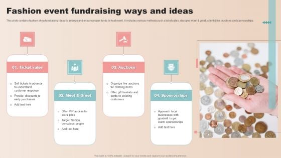 Fashion Event Fundraising Ways And Ideas Diagrams PDF