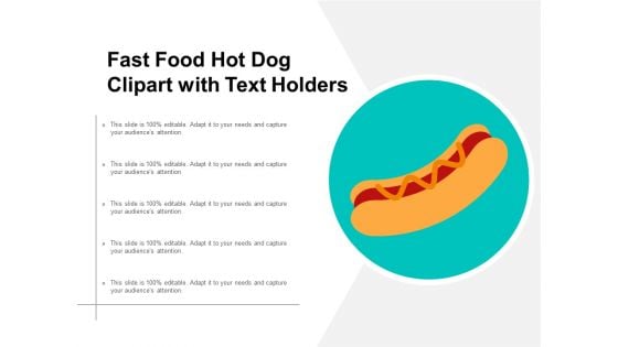 Fast Food Hot Dog Clipart With Text Holders Ppt PowerPoint Presentation Design Ideas
