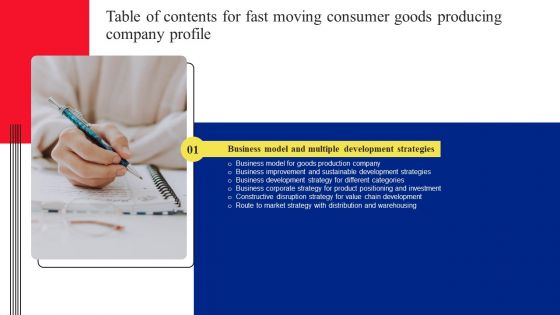 Fast Moving Consumer Goods Producing Company Profile Table Of Contents Microsoft PDF
