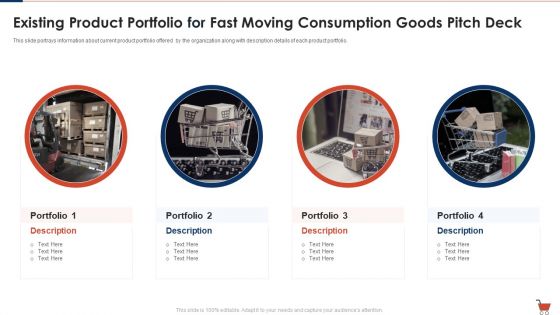 Fast Moving Consumption Goods Pitch Deck Successful Capital Raising Existing Product Portfolio Guidelines PDF