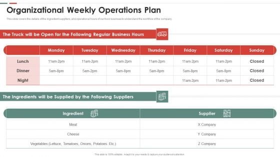 Feasibility Analysis Template Different Projects Organizational Weekly Operations Plan Designs PDF