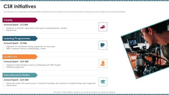 Feature Film Production Company Profile CSR Initiatives Diagrams PDF