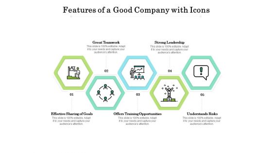 Features Of A Good Company With Icons Ppt PowerPoint Presentation Layouts Layout Ideas