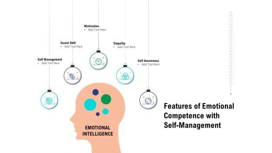 Features Of Emotional Competence With Self Management Ppt Infographic Template Objects PDF