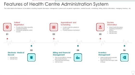 Features Of Health Centre Administration System Portrait PDF