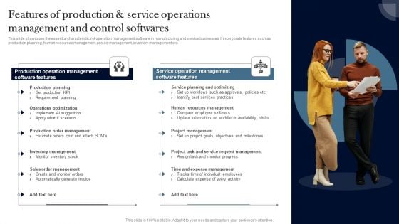 Features Of Production And Service Operations Management And Control Softwares Diagrams PDF