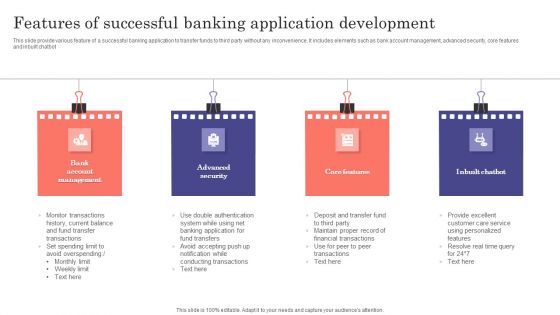 Features Of Successful Banking Application Development Ppt Example PDF