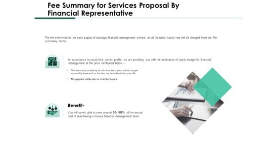 Fee Summary For Services Proposal By Financial Representative Demonstration PDF