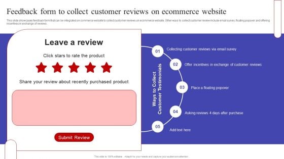 Feedback Form To Collect Customer Reviews On Ecommerce Website Introduction PDF